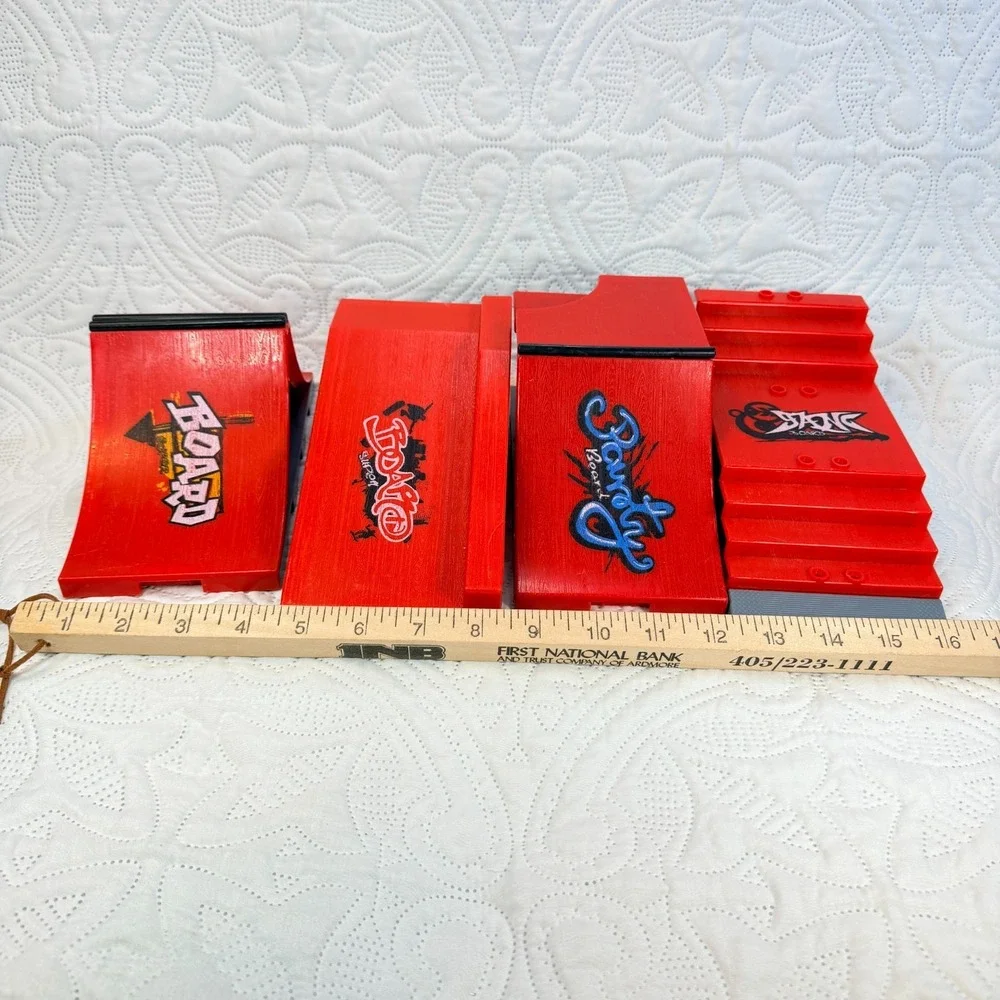 Tech Deck Fingerboard Ramp Lot Orange Quarter Pipe Kicker Stair Set Pre-owned